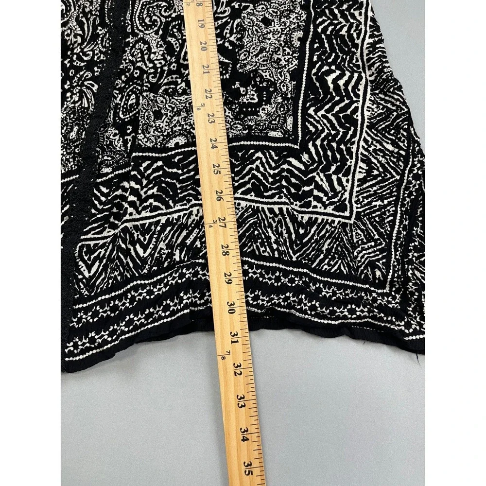 Bila Women Black White Paisley Geometric Open Front Kimono Cardigan‎ SX697 ML